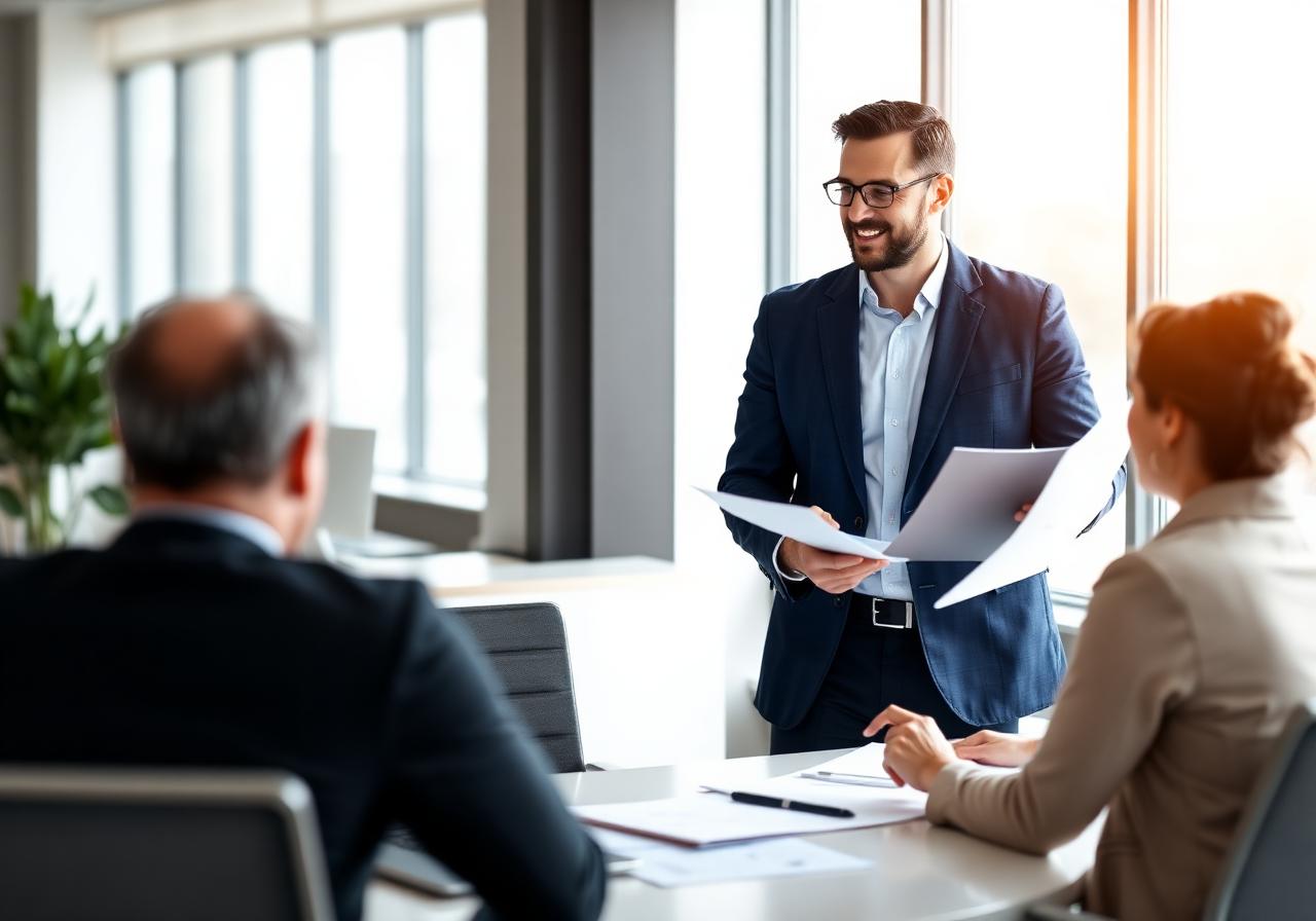 Confident businessman discussing strategy with a colleague