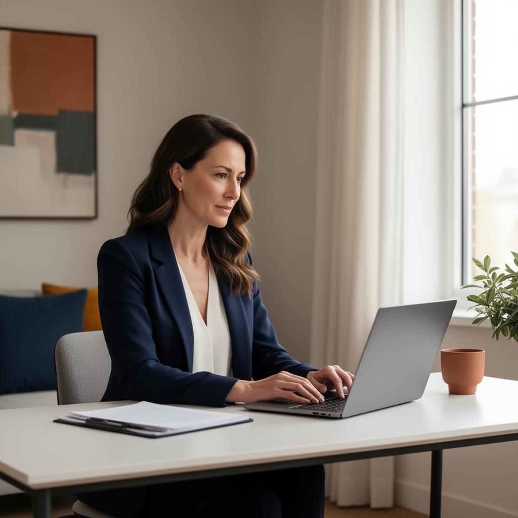 Professional working from a quiet home office